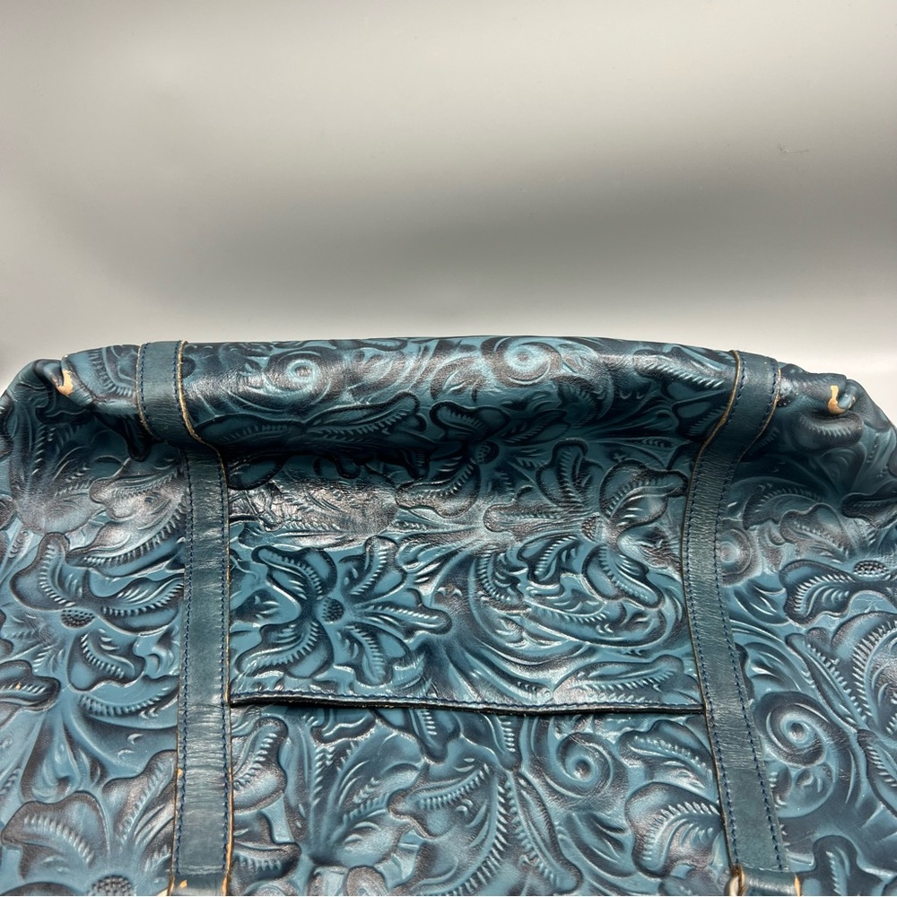 Patricia Nash Teal Tooled Leather Tote - Picture 9 of 12